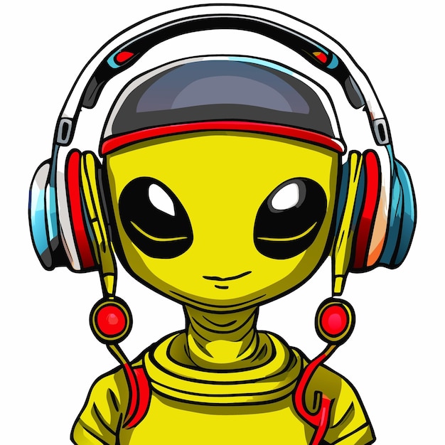 Alien rapper vector illustration cartoon