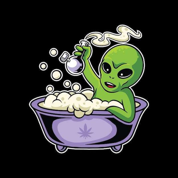 Alien smoking bong mascot