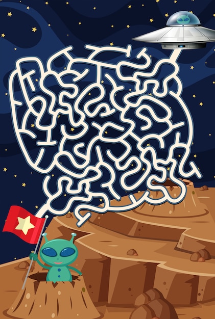 Вектор alien space maze puzzle game