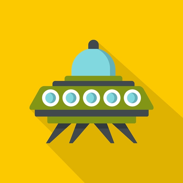 Alien spaceship icon Flat illustration of alien spaceship vector icon for web isolated on yellow background