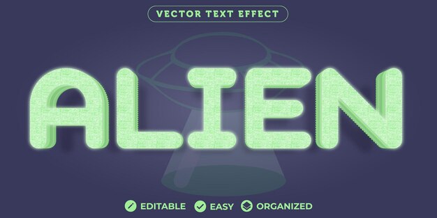 Vector alien text effectfully editable font text effect