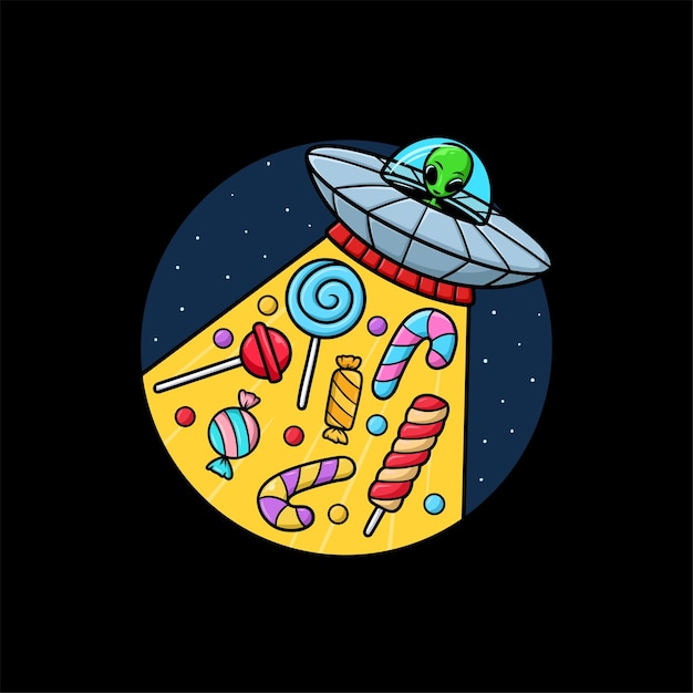 Vector alien ufo candy vector cartoon