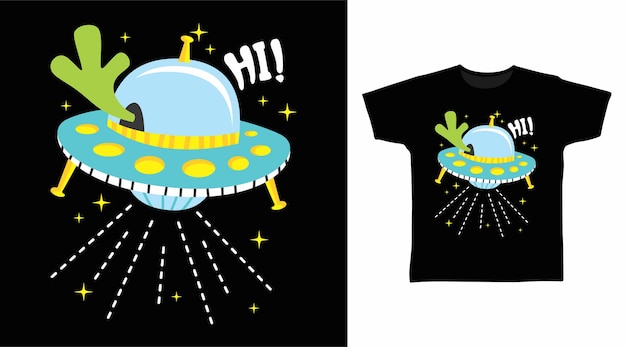 Alien ufo cartoon tshirt design