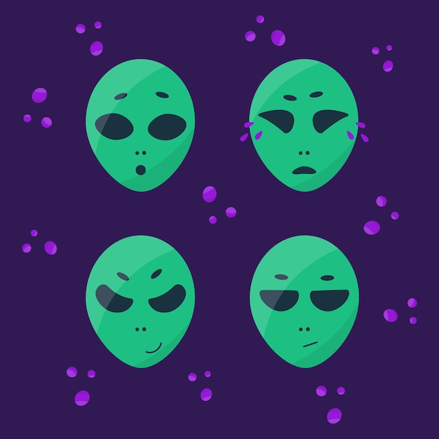 Alien ufo cosmic emotions faces sadness joy