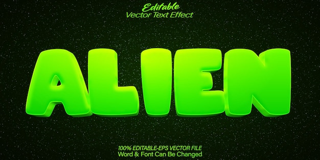 alien vector text effect editable alphabet green space ufo galaxy cosmic monster