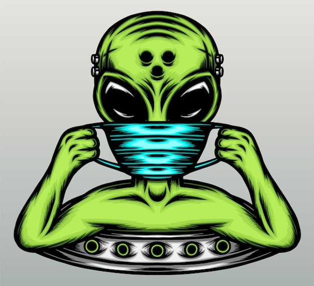 Vector alien wearing a mask