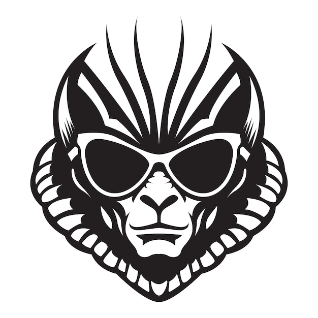 alien wearing sunglasses iconic logo vector illustration