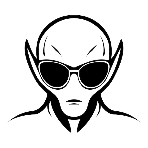 alien wearing sunglasses iconic logo vector illustration