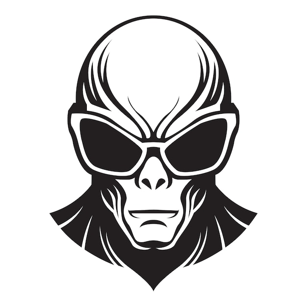 alien wearing sunglasses iconic logo vector illustration