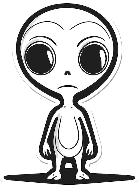 An alien with big eyes illustration vector white background