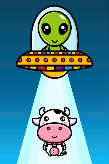Aliens on flying saucer abduct cow