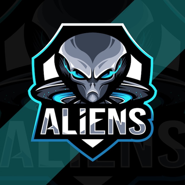 Aliens mascotte logo esport sjabloonontwerp