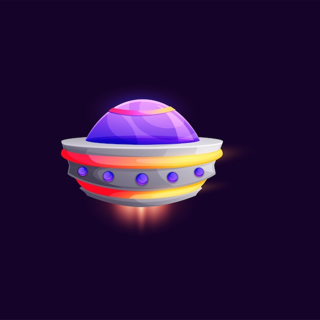 Aliens spaceships and space craft cartoon ufo icon