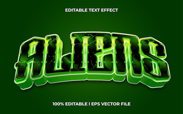 Vector aliens text effect editable, lettering typography font style, cyber 3d text for game tittle