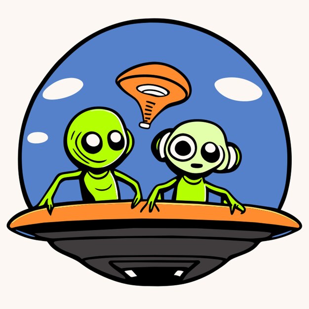 aliens in ufo vector illustration cartoon