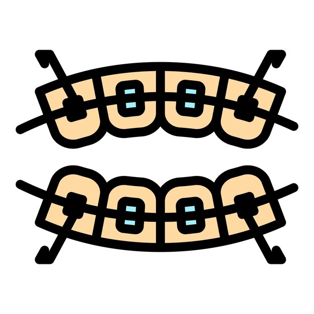Icona dei denti dell'allineatore contorno dell'alineatore icona vettoriale dei denti del colore piatto isolato