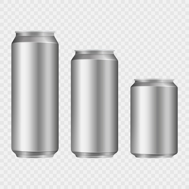 Aliminum drink cans isolated on transparent background vector illustration