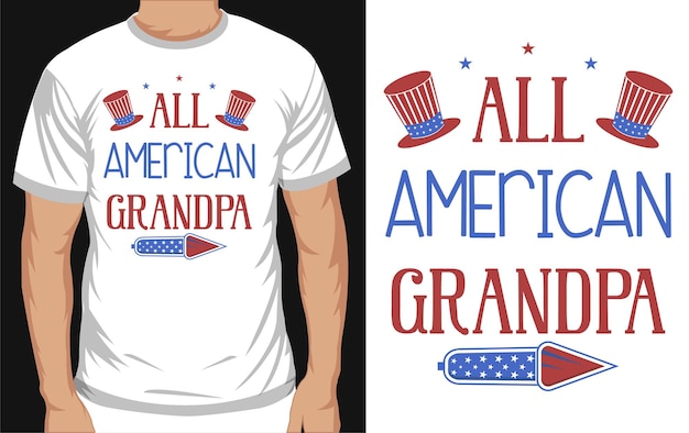 Tutto il design della maglietta del nonno americano