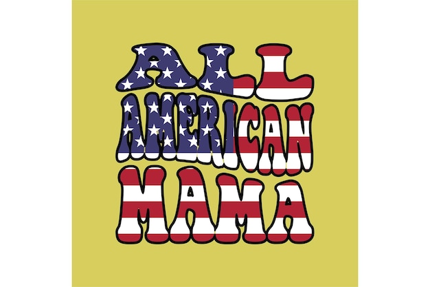 Premium Vector | All american mama logo with stars and stripes