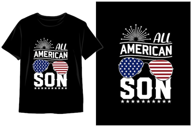 All American Son 4 juli T-shirt Design 4 juli Vectorbeelden