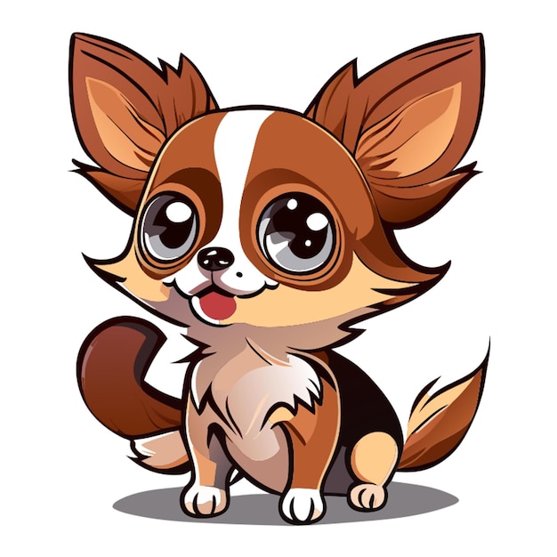 all brown chihuahua looking adorable playing magic realistic illustration concept art 2d flat