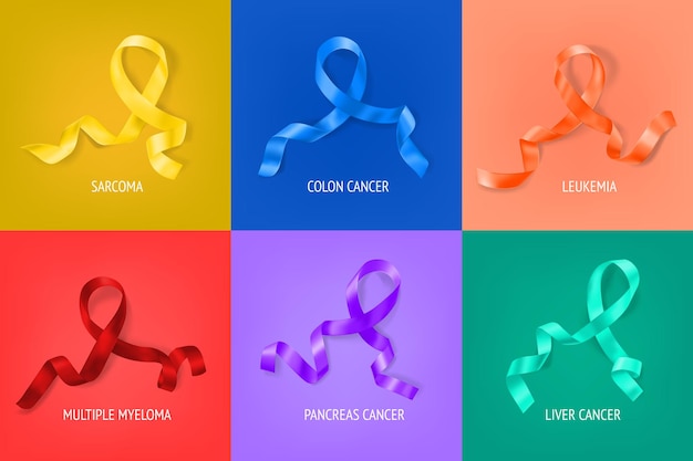 Vector all cancer support awareness compositions set