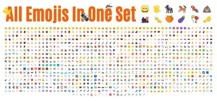 All emoticons in one big set emoji vector set