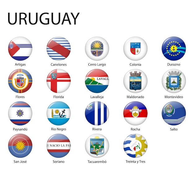 ベクトル ウルグアイの地域のすべての旗