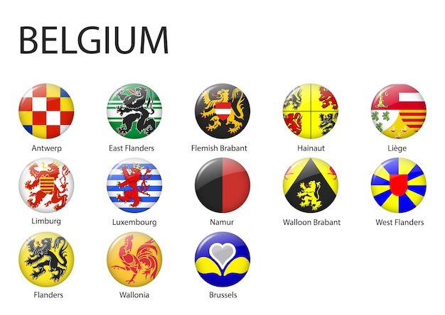 Vector all flags of regions of belgium