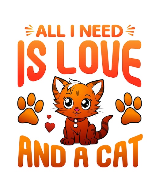 All i need is love and a cat tshirt design