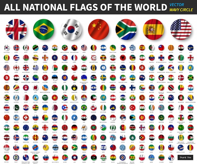 All national flags of the world . waving circle flag design