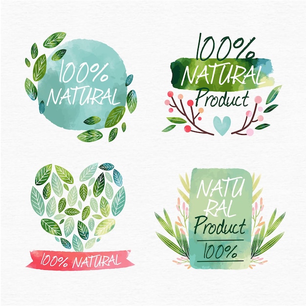 Vector all natural badge collection