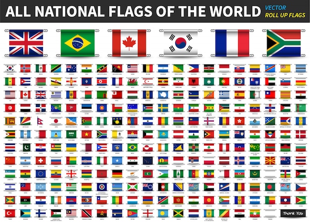 Vector all official national flags of the world