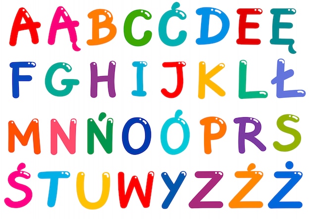 All Polish alphabet letters set