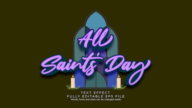 All Saints' Day Text Effect Font Type Banner Vector Backgound