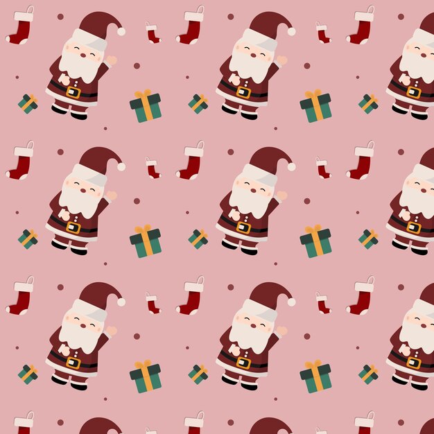all santa cluas and items chirstmas elements background seamless pattern in vector