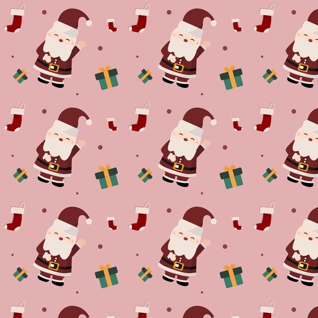 All santa cluas and items chirstmas elements background seamless pattern in vector