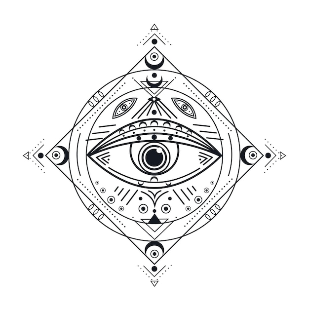all seeing eye black illuminati symbol providence eyed emblem isolated vintage protection occult tattoo esoteric vector illustration freemason icon masonic providence alchemy