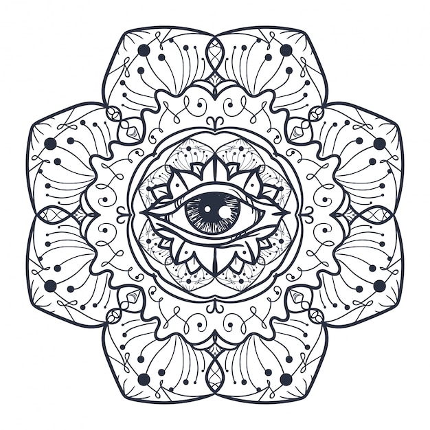 Vector all seeing eye in mandala