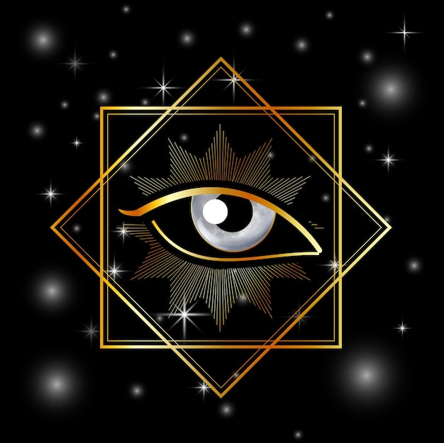 Vector all seeing eye of providence or illuminati masonic symbol golden