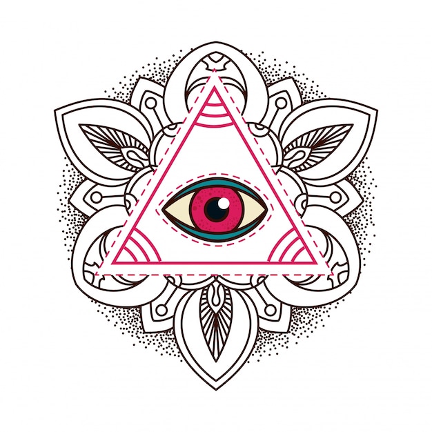 Vector all-seeing eye pyramid symbol.