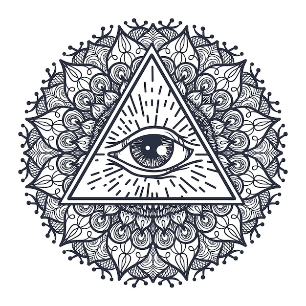 All seeing eye in triangle and mandal