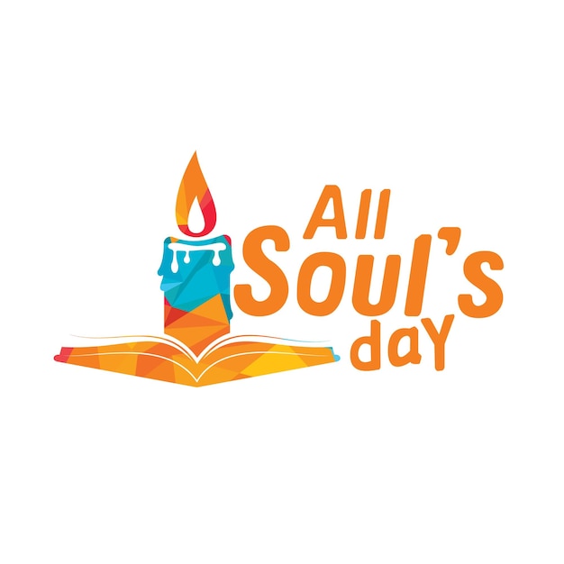 All soul's day-logo met een kaars en een boekpictogramontwerp