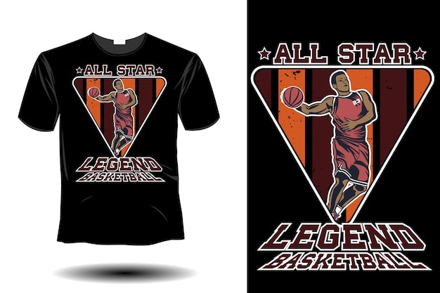 Vector all star legend basketball mockup retro vintage design