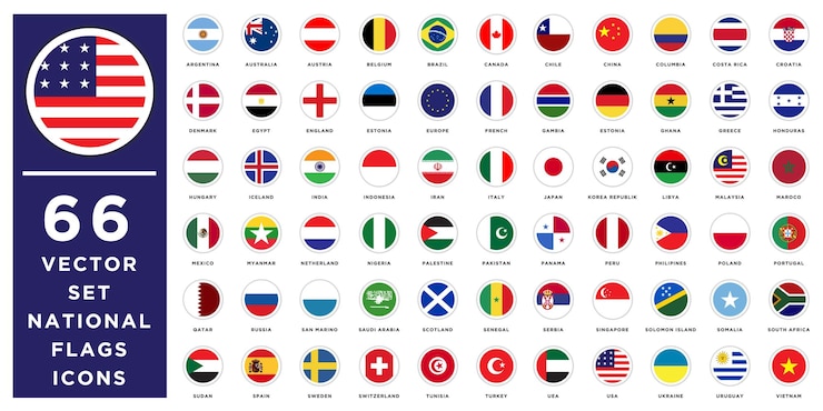Vector all world flags big set different styles vector flat icons