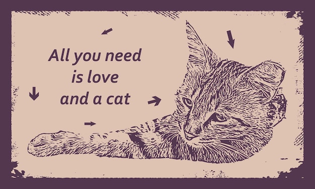 Vector all you need is love and a cat