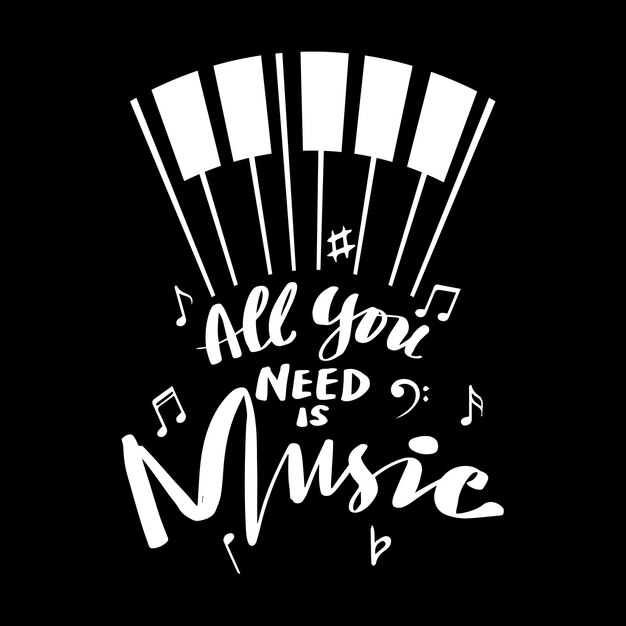 All you need music hand lettering poster motivational quote