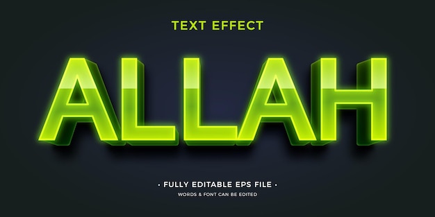 Allah editable text effect vector
