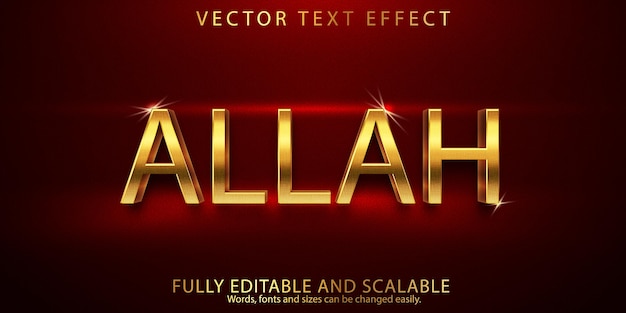 Vector allah text effect editable design