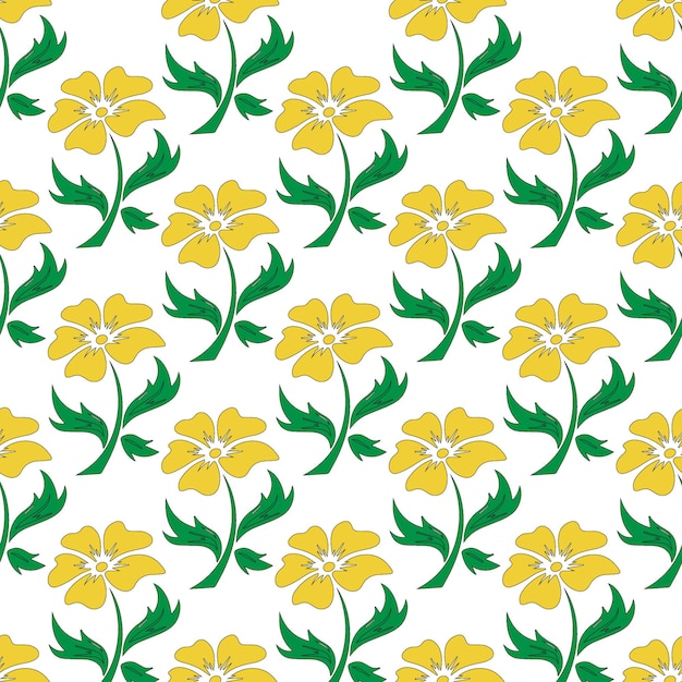 Allamanda flower and leaf seamless pattern design